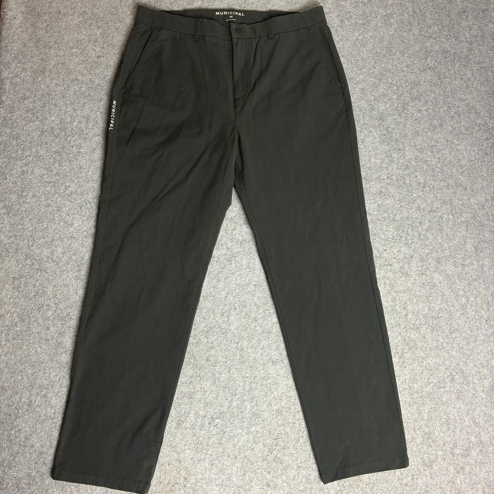 Municipal Mens 36x30 Sport Utility Chino Casual Pants Dark Gray Straight Leg